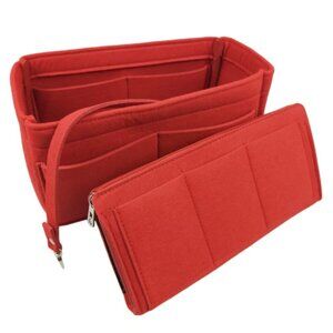Insert/Organizer- XS- Felt- Designer Handbags/Totes -Bright Red Style1- NWT